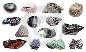 Collection of various samples of natural minerals