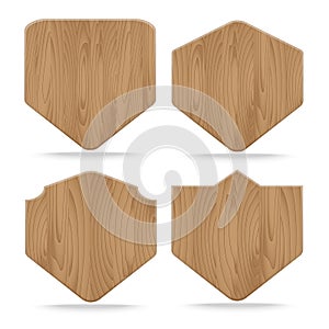 Collection of various shapes wooden sign boards