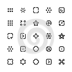 Collection of various simple graphical user interface elements shapes icon set