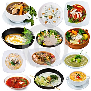 Collection of various soups