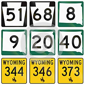 Collection of various state route shields in the US