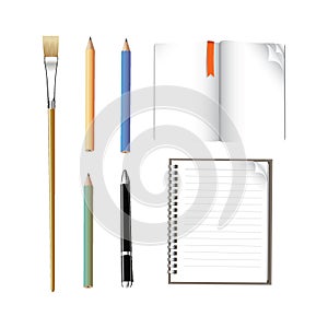 Collection of various stationeries. Vector illustration decorative design photo
