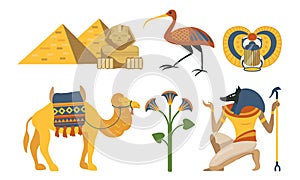 Collection of various symbols of Egypt. Vector illustration.