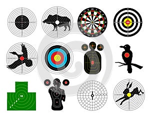 Collection of various target realistic vector illustration. Set of targets for shooting