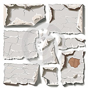 Collection various torn paper pieces revealing another layer beneath. Vector illustration photo