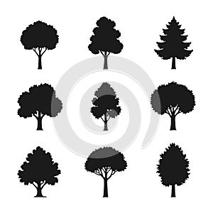 Collection of Various Tree Silhouettes