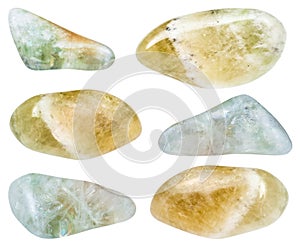 Collection of various tumbled Prasiolite gemstones photo