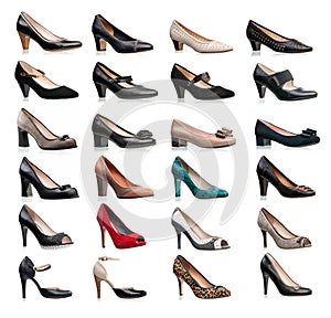 Collection of various types of female shoes
