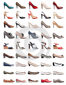 Collection of various types of female shoes