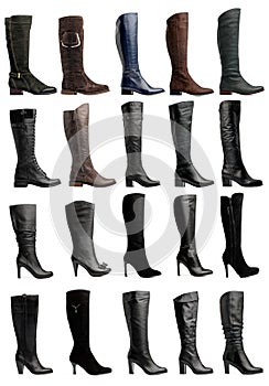 Collection of various types of knee high boots