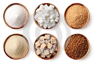 Collection of various types of sugar