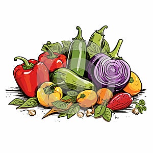 A Collection Of Various Vegetables On A White Background