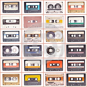 Collection of various vintage audio cassettes tapes