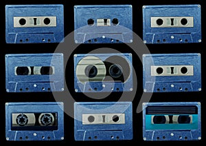 Collection of various vintage audio cassettes tapes