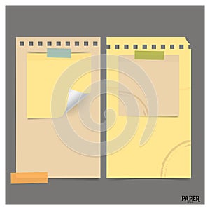 Collection of various vintage papers (paper sheets, note paper), ready for your message. Vector illustration.