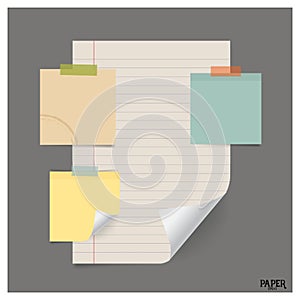 Collection of various vintage papers (paper sheets, note paper), ready for your message. Vector illustration.