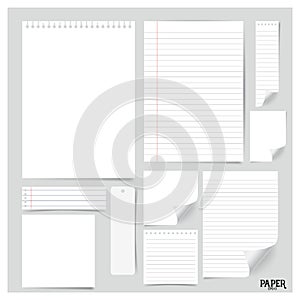 Collection of various white papers (paper sheets, lined paper, n