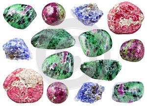 Collection of various zoisite gemstones