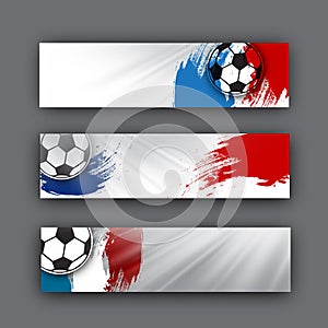 Collection of vector banners on a football theme. Soccer ball on background of the flag. football header for website