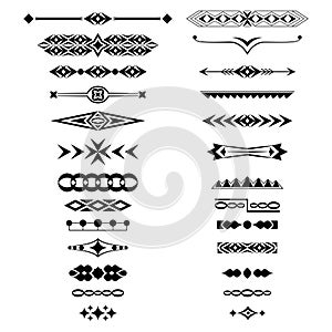 Collection of vector black dividers isolated on white background