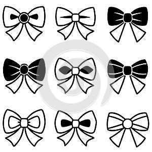 Collection of vector bows in various styles perfect for decorative elements and design projects
