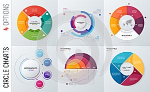 Collection of vector circle chart infographic templates for pres