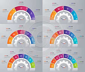 Collection of vector circle chart templates for infographics