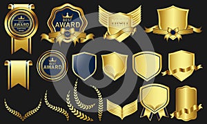 collection of vector design elements for gold badges