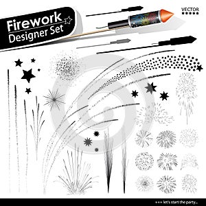Collection of Vector Firework Rocket Explosion Effects - Design
