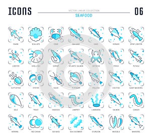Set Blue Line Icons of Oils.