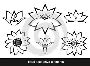 Collection of vector floral decorative elements