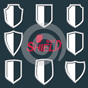 Collection of vector grayscale defense shields, protection