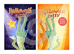 Collection of vector halloween cards.