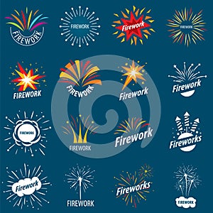 Collection of vector logos for fireworks