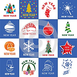 Collection of vector logos for the new year