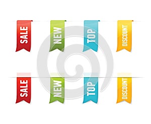 Collection of vector sale labels, stickers, tags on white background