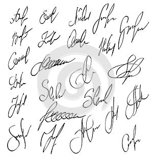 Collection of vector signatures fictitious Autograph.