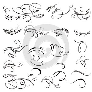Collection of vector vintage calligraphic flourishes for design