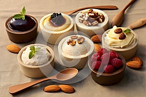 A collection of vegan desserts, made using coconut milk and nut butters