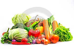 Collection vegetables isolated white background