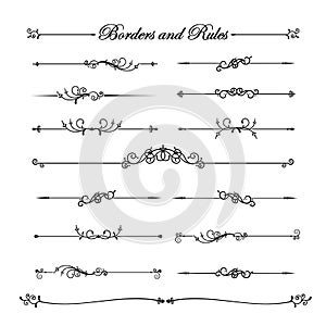 Collection of vintage and classic decorative line elements border and page rules vector illustration 001
