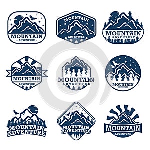 Collection of vintage explorer, wilderness, adventure, camping emblem