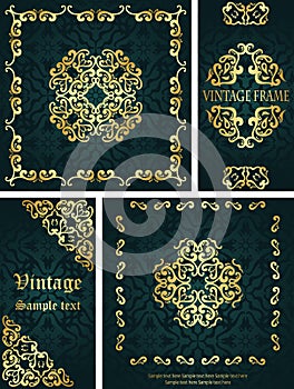 Collection of vintage invitations with gold decor