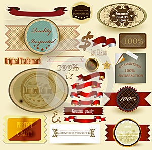 Collection of vintage labels and ribbons for design