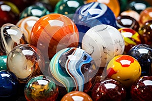 A collection of vintage marbles in various colors