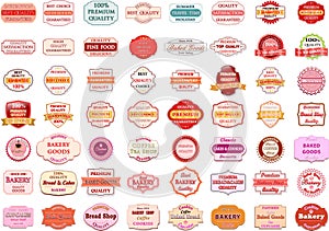 Collection of vintage retro bakery logo badges and labels