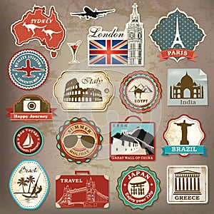 Collection of vintage retro grunge vacation & travel labels, labels, badges and icons.