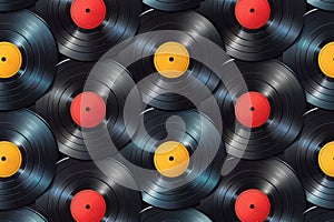 Collection of Vintage Vinyl Records, Retro Music