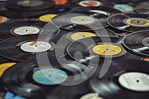 Collection of Vintage Vinyl Records, Retro Music