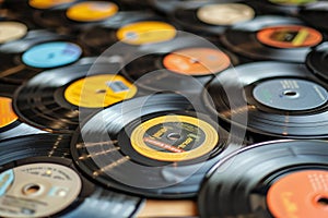 Collection of Vintage Vinyl Records, Retro Music